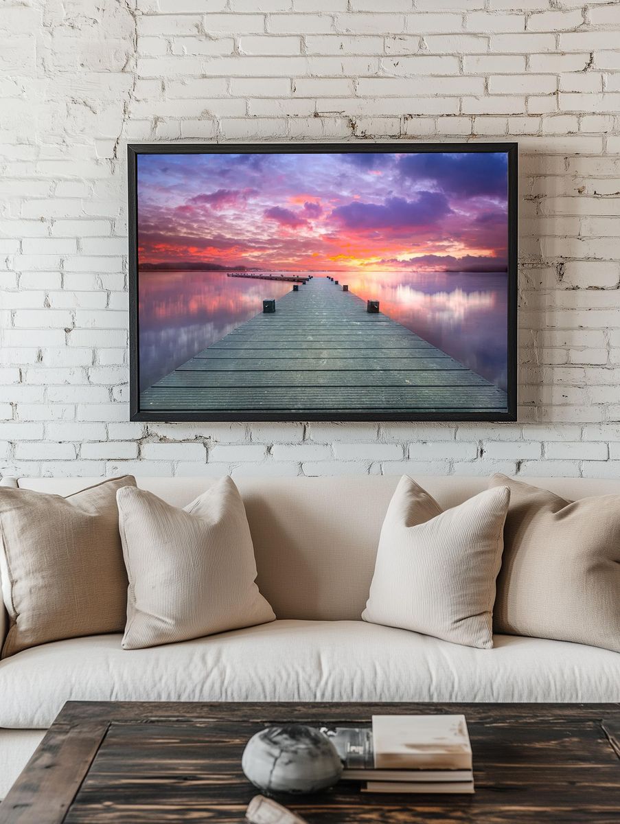 Sunset Pier Reflection — Photography Print. — room view 1