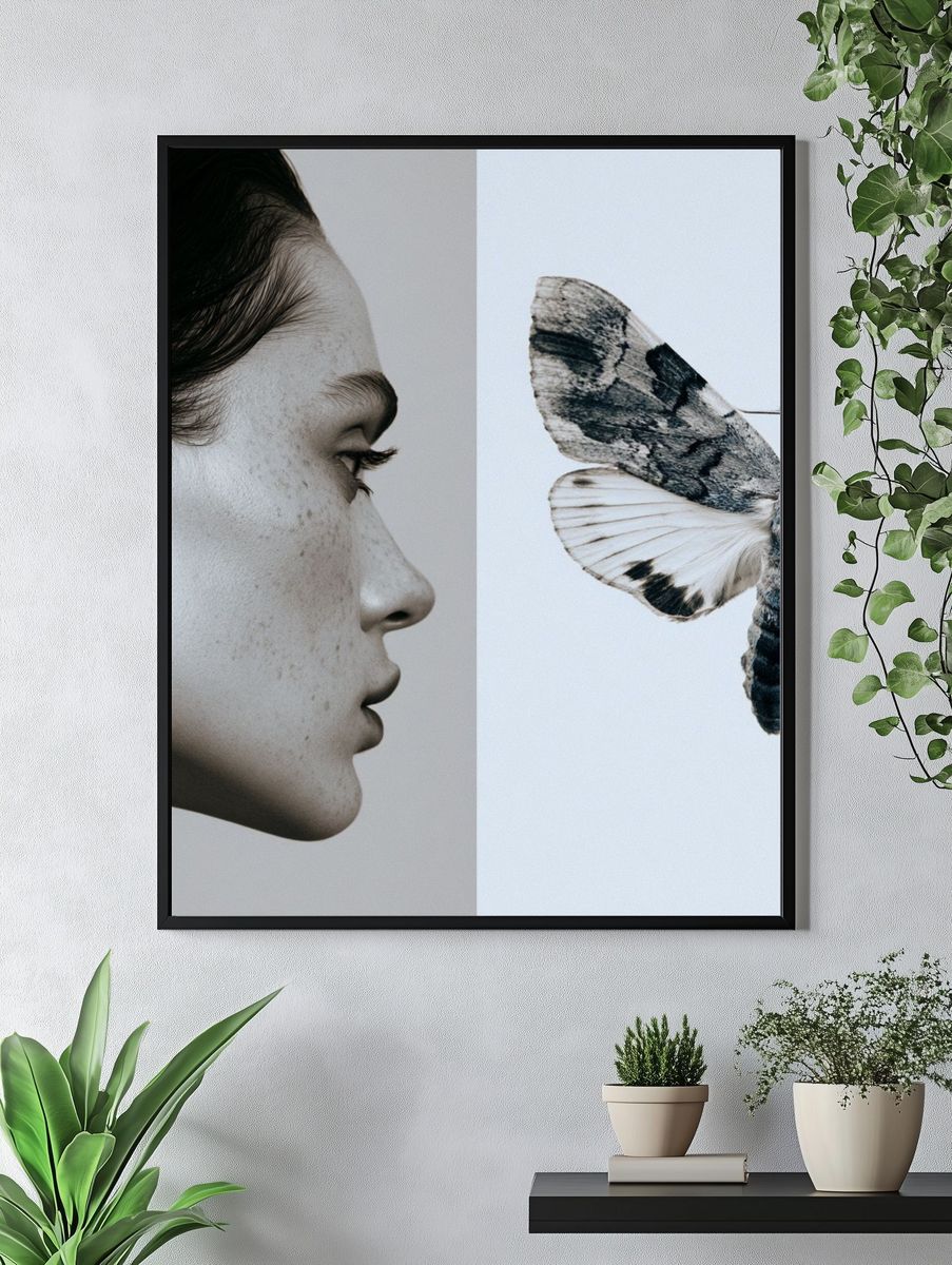Surreal Portrait Moth Print. — room view 4