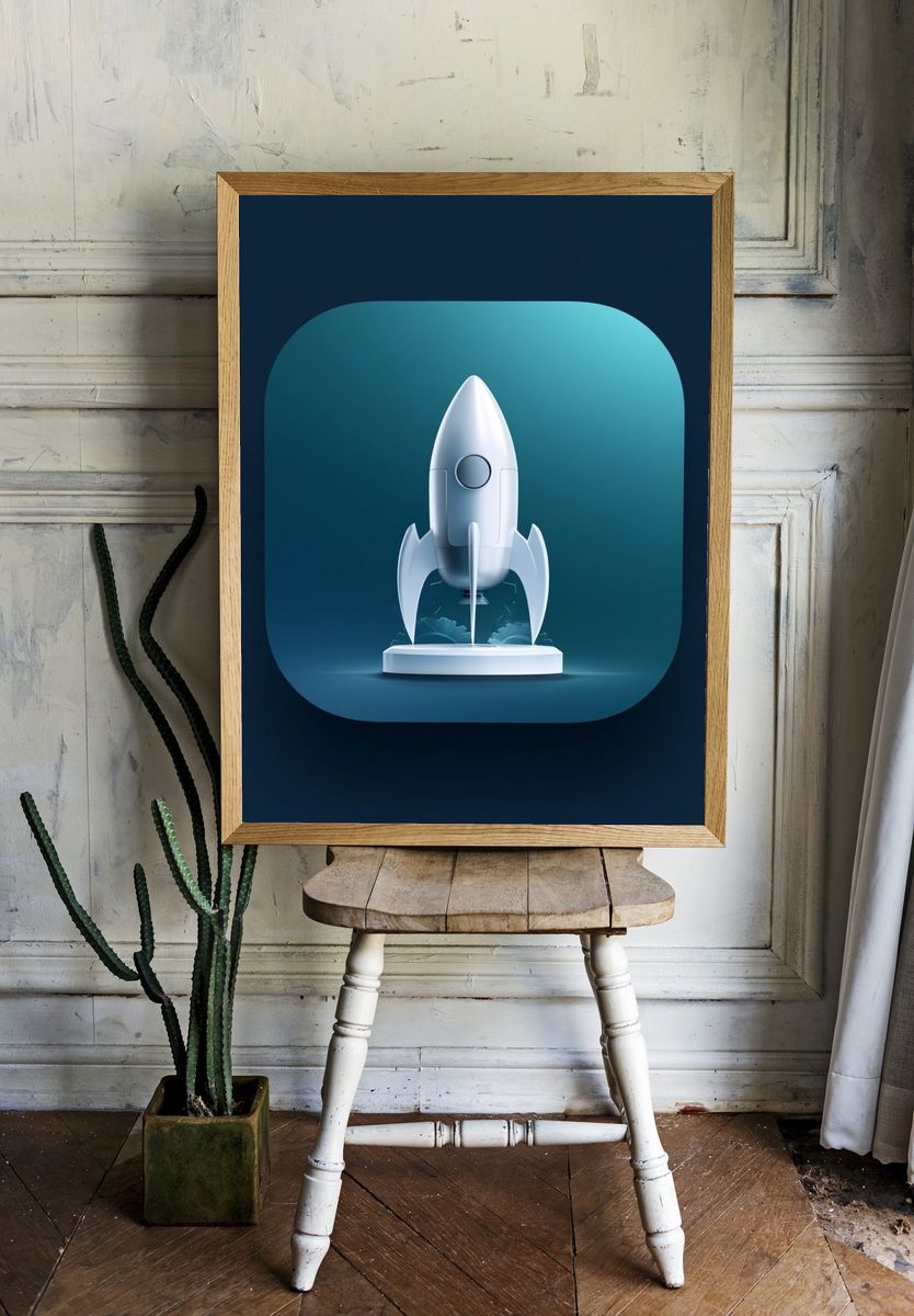 Retro Rocket Launch Poster. — room view 1