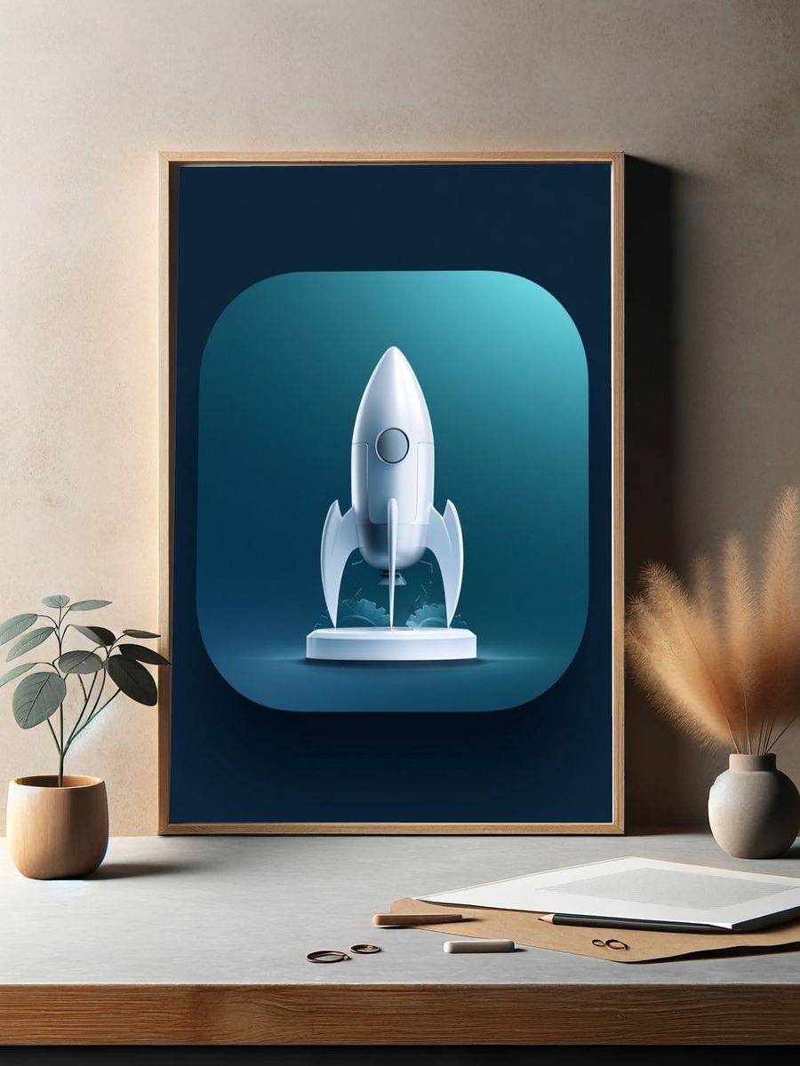 Retro Rocket Launch Poster. — room view 2