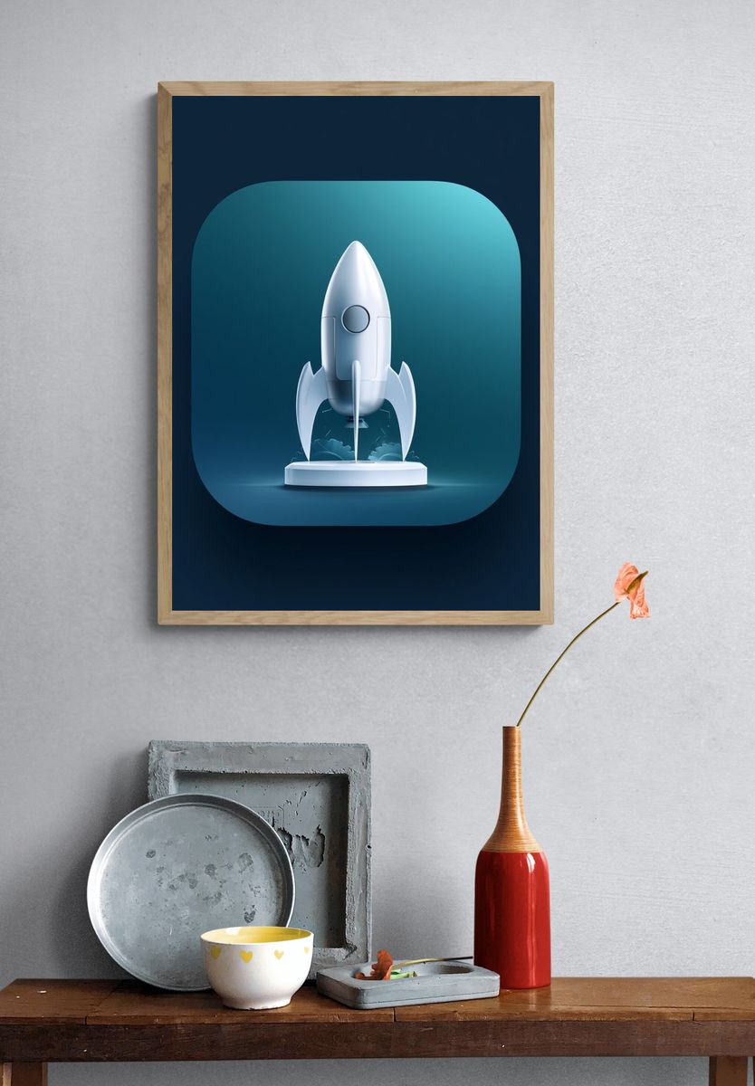 Retro Rocket Launch Poster. — room view 3