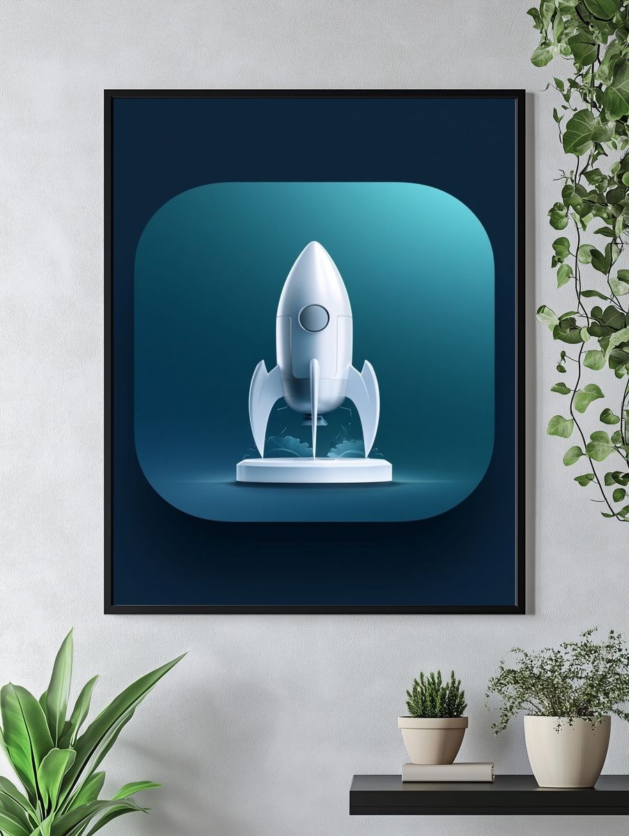 Retro Rocket Launch Poster. — room view 4