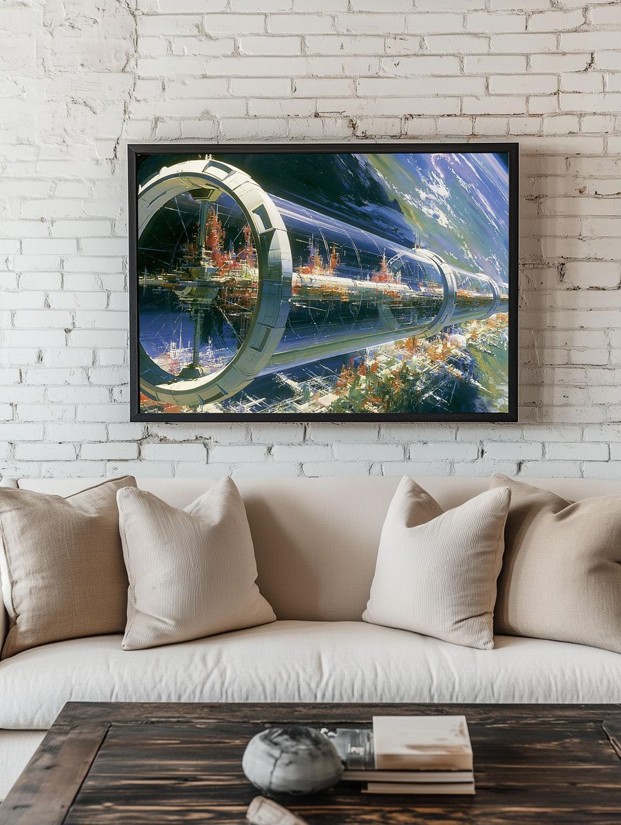 Orbital Space Station Sci-Fi Poster. — room view 1