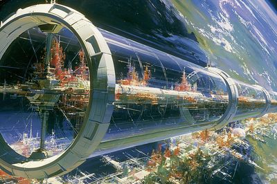 Orbital Space Station Sci-Fi Poster. poster