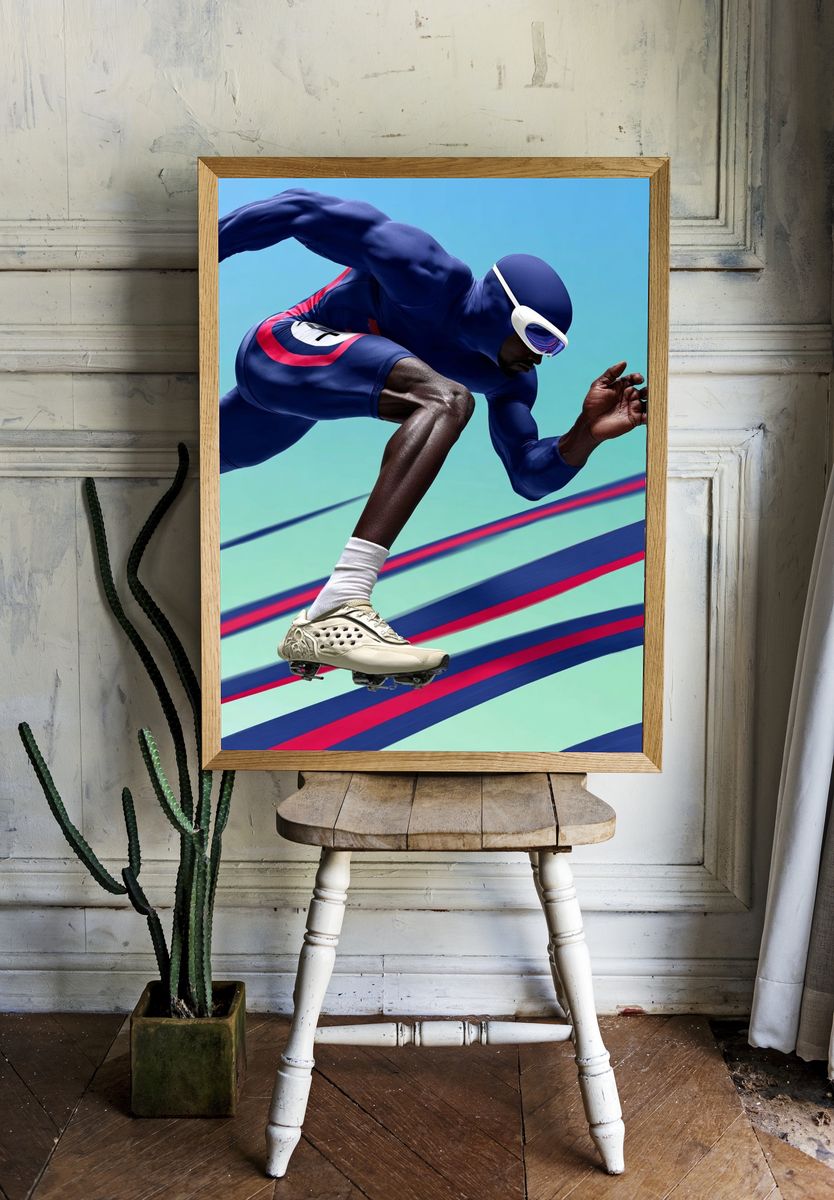 Dynamic Athlete in Motion — Sports Print. — room view 1
