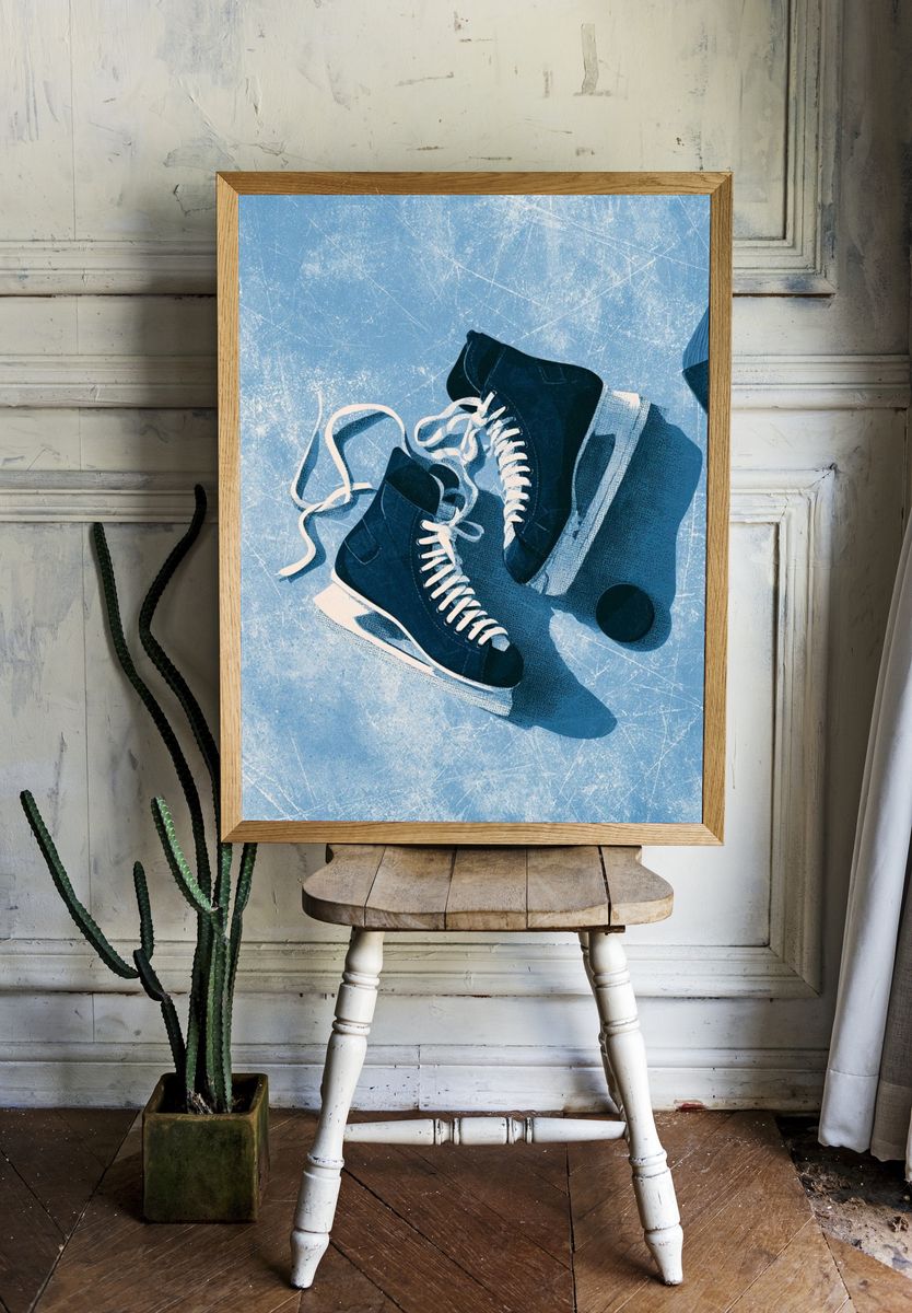 Ice Hockey Skates Photography Poster. room preview