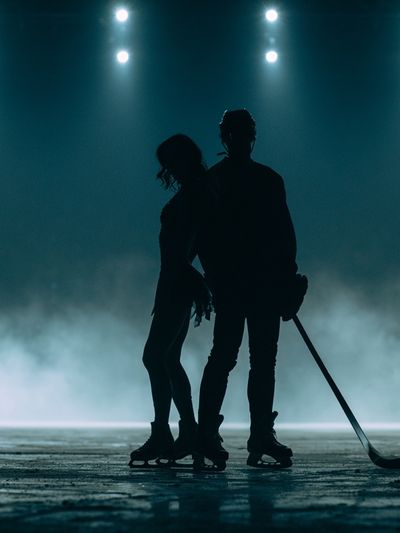 Ice Hockey Silhouette Photography Poster. poster