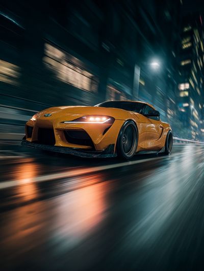 Orange Sports Car Night Drive Poster.