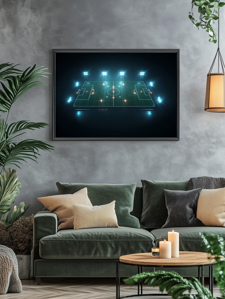 Neon Soccer Pitch Poster. — room view 4