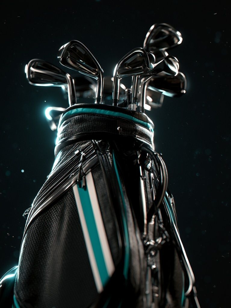 Golf Bag Neon Glow Poster. poster — sport art
