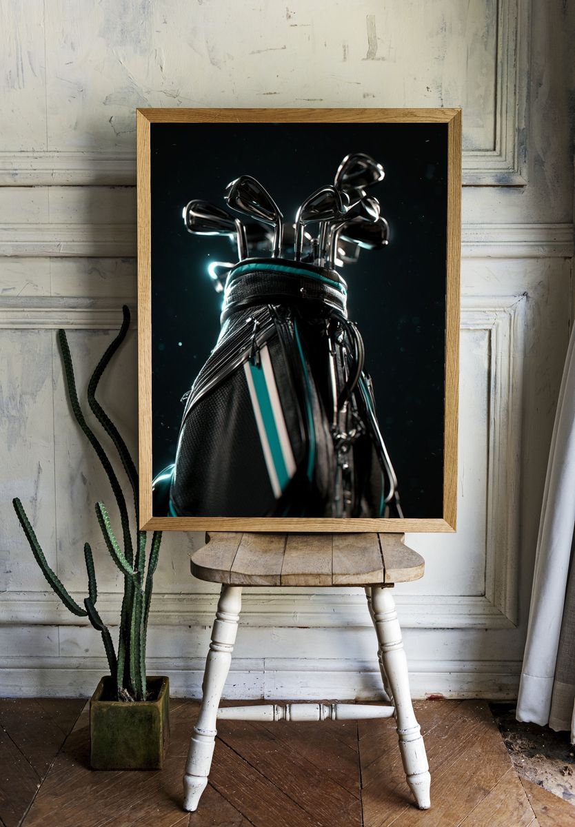 Golf Bag Neon Glow Poster. room preview