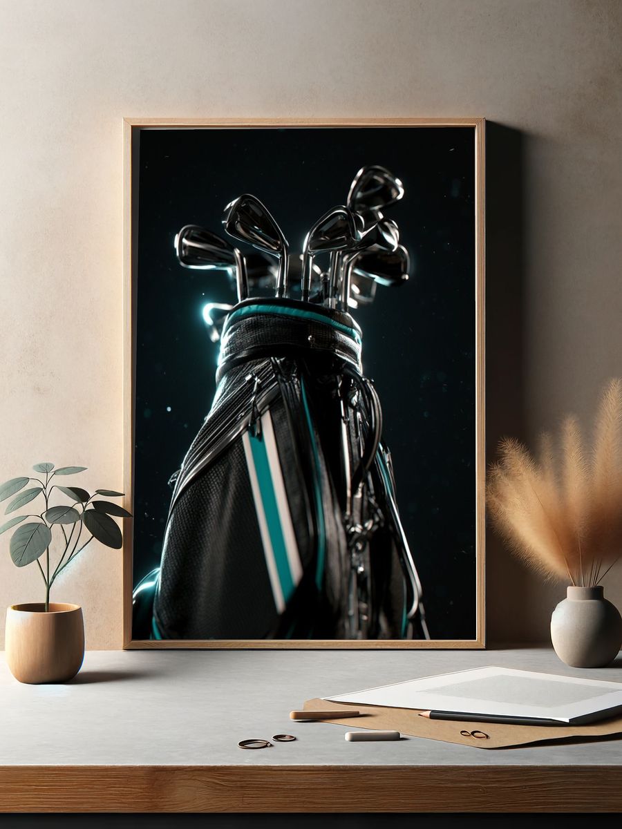 Golf Bag Neon Glow Poster. — room view 2