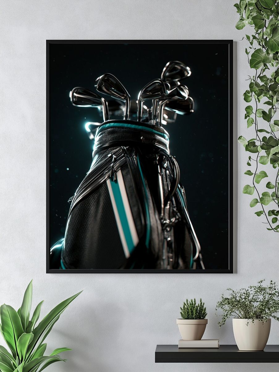 Golf Bag Neon Glow Poster. — room view 4