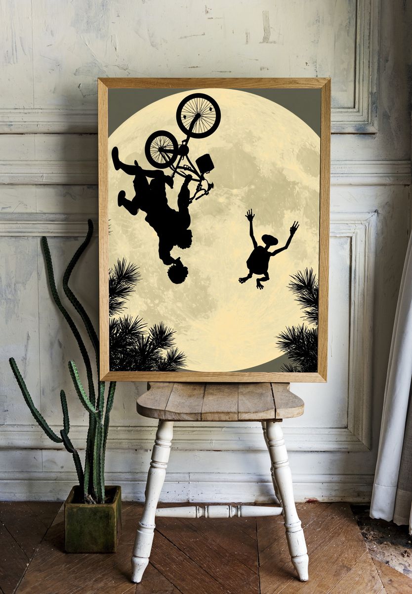 Moonlit BMX Silhouette Poster. — room view 1