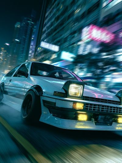 Neon Drift Sports Car Poster.