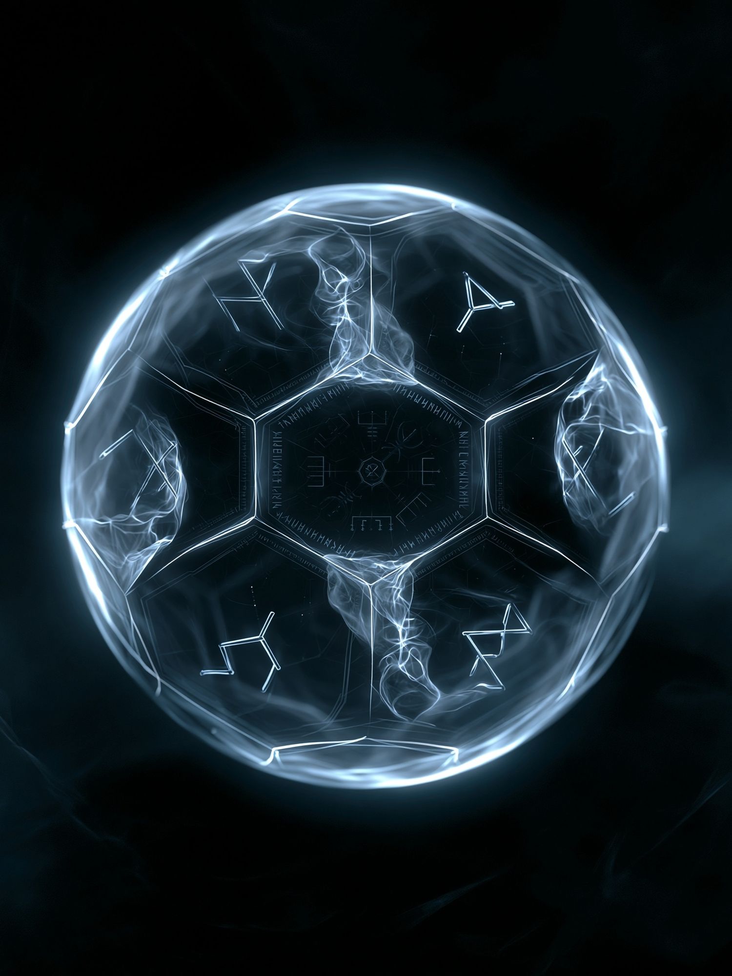 Glowing Futuristic Soccer Ball Print. poster — sport art