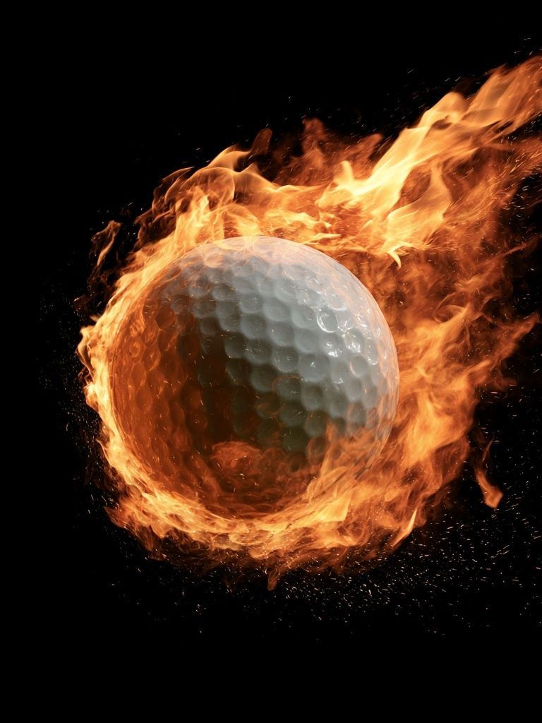 Fiery Golf Ball Photography Poster. poster detail
