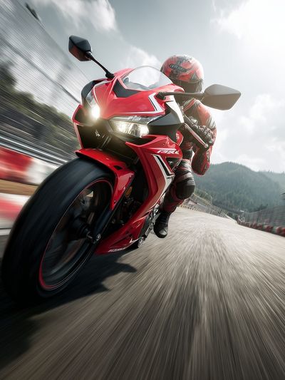 Red Sport Motorcycle Action Poster. poster