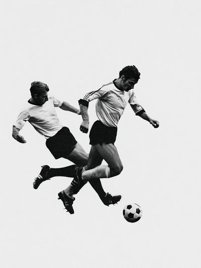 Soccer Players Black-White Poster. poster