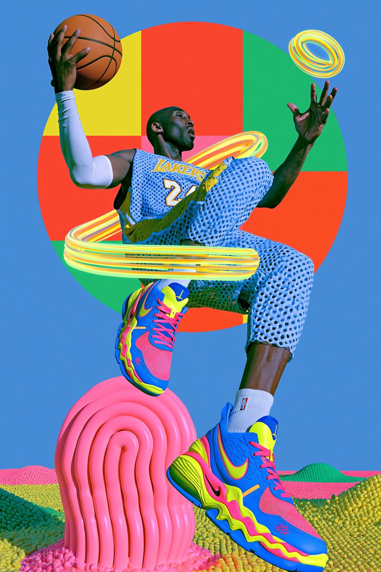 Basketball Neon Pop Art Poster. poster detail