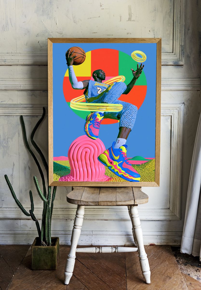 Basketball Neon Pop Art Poster. — room view 1