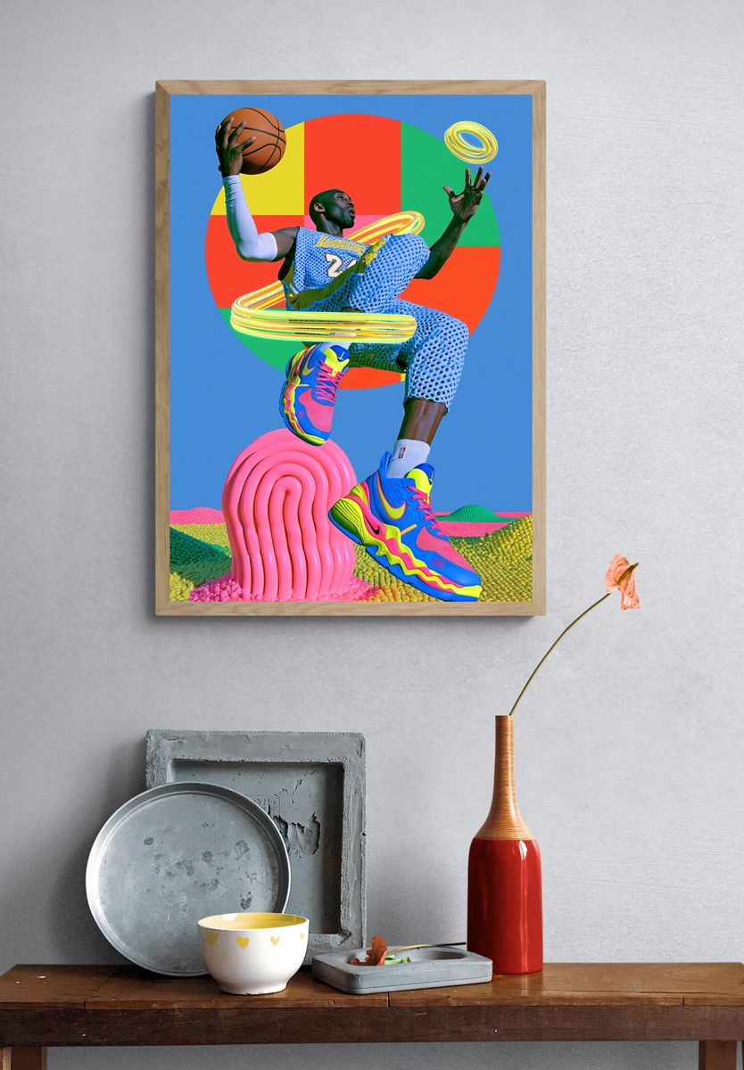 Basketball Neon Pop Art Poster. — room view 3