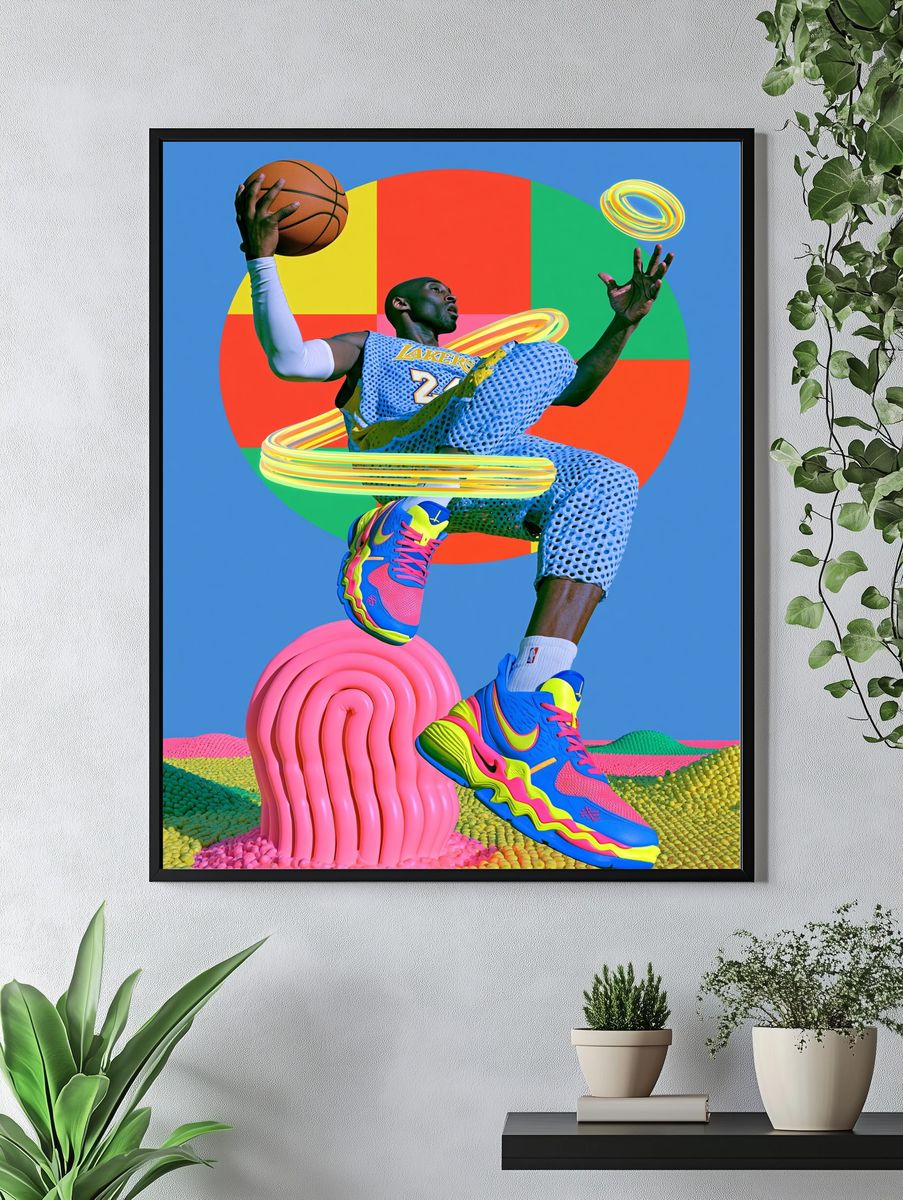 Basketball Neon Pop Art Poster. — room view 4