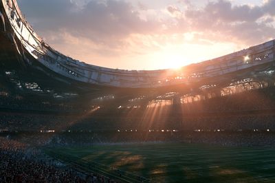 Sunlit Stadium Sunset Poster.