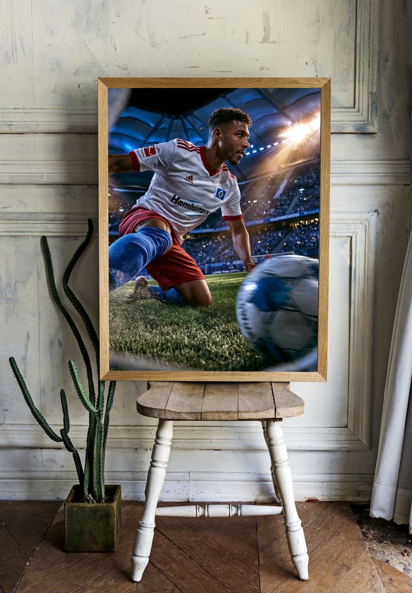 Soccer Stadium Action Photography Poster. — room view 1
