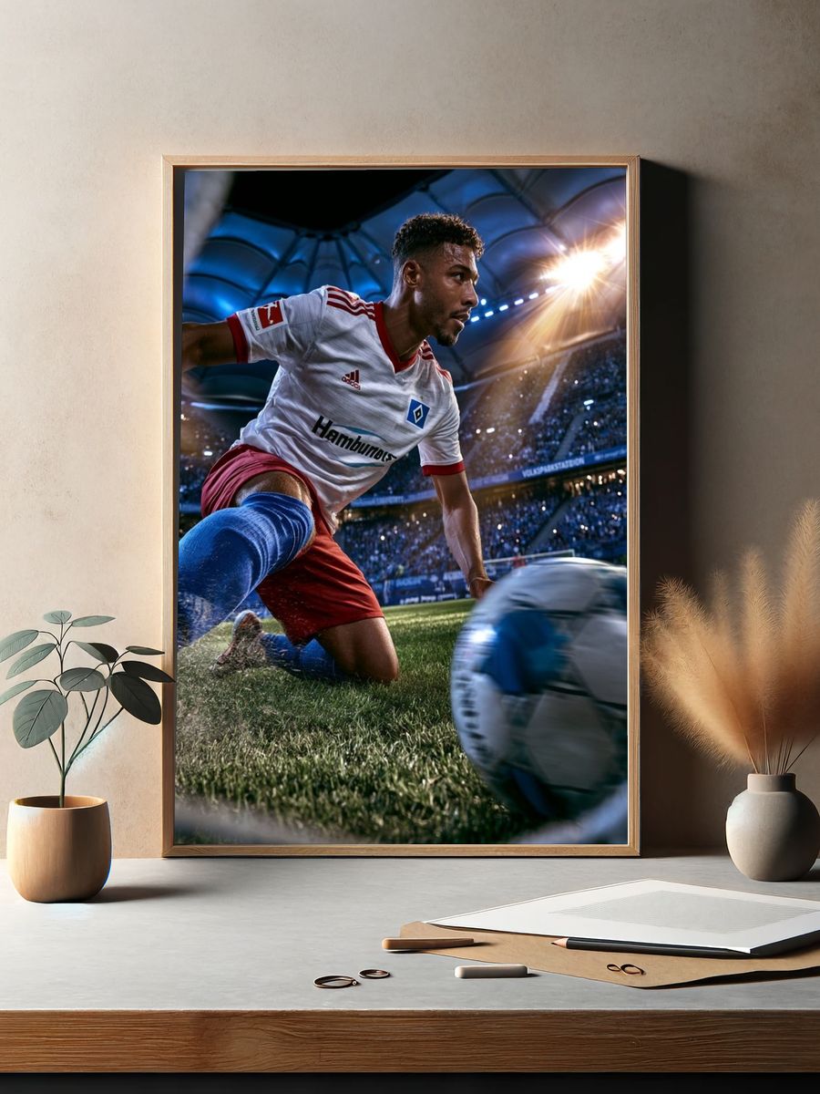 Soccer Stadium Action Photography Poster. — room view 2
