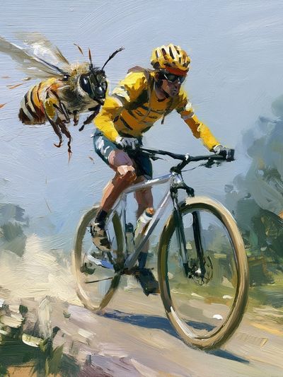 Cyclist and Bee — Sports Print.