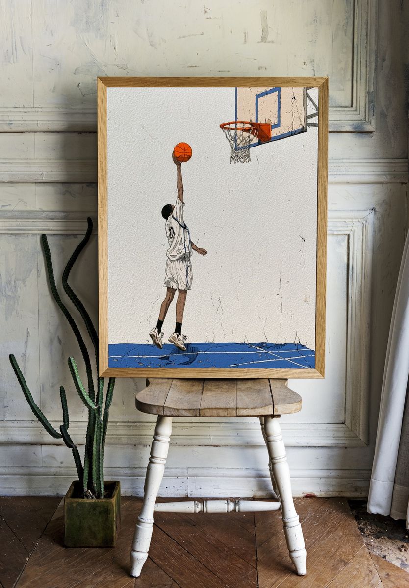Basketball Dunk Illustration Poster. — room view 1