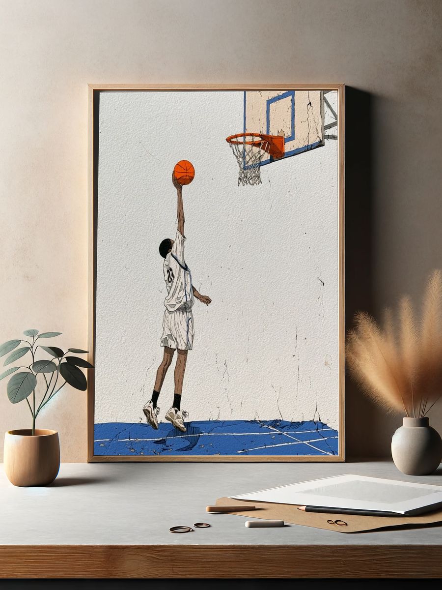 Basketball Dunk Illustration Poster. — room view 2