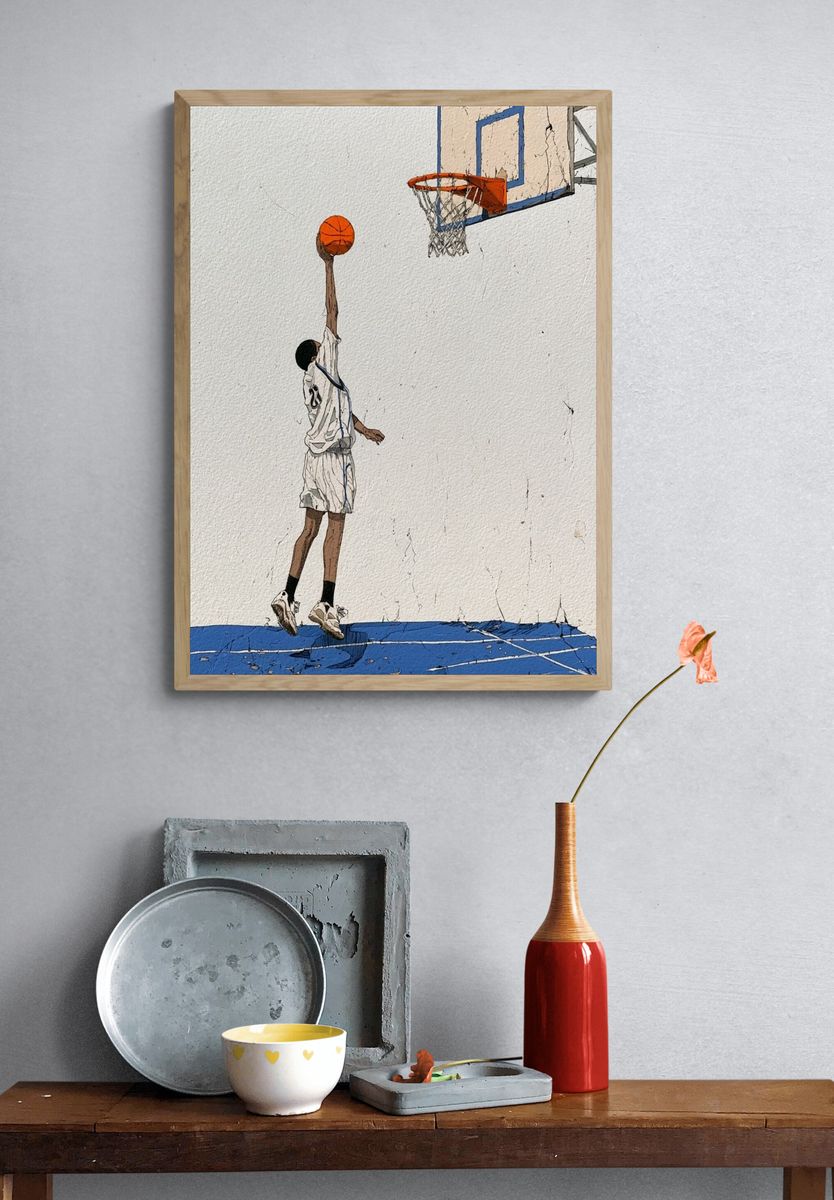 Basketball Dunk Illustration Poster. — room view 3