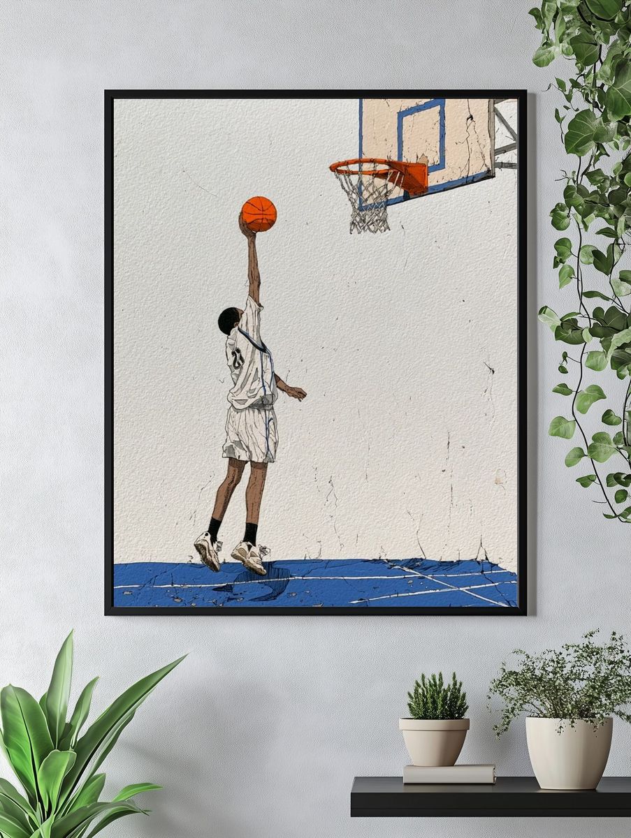 Basketball Dunk Illustration Poster. — room view 4