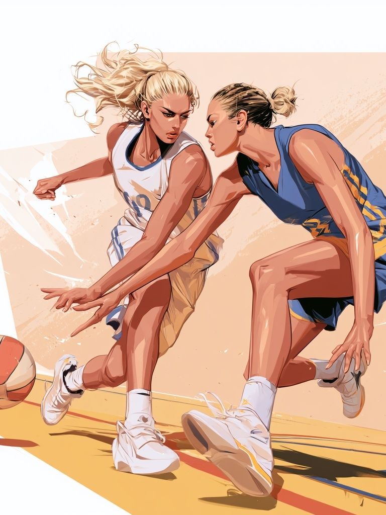 Women’s Basketball Action Illustration Poster. poster detail