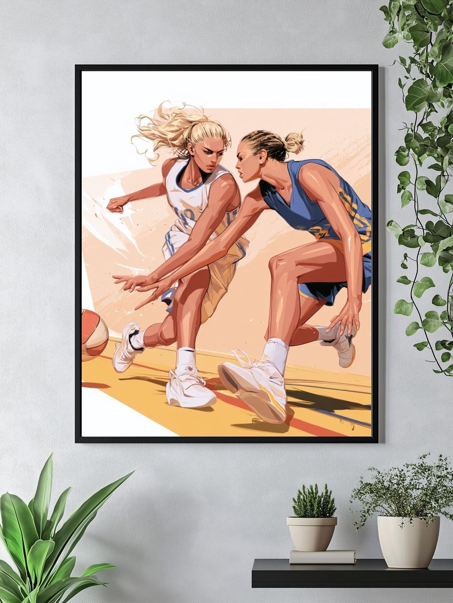 Women’s Basketball Action Illustration Poster. — room view 4