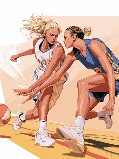 Women’s Basketball Action Illustration Poster. poster