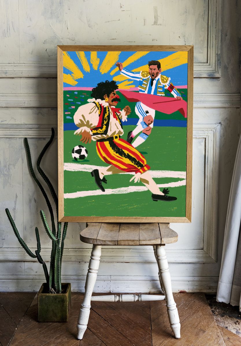 Soccer Rivalry Illustration Poster. — room view 1