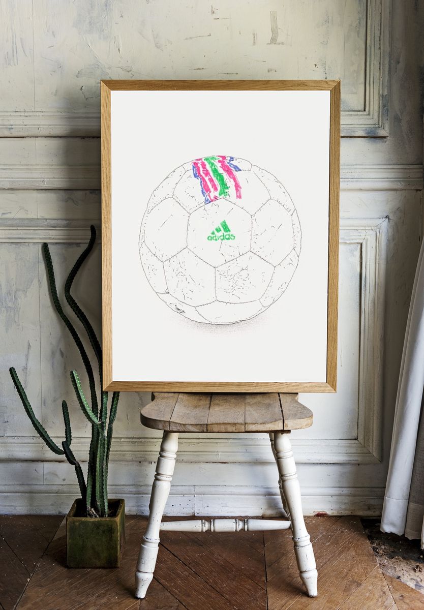 Sketch Soccer Ball Typography Print. — room view 1