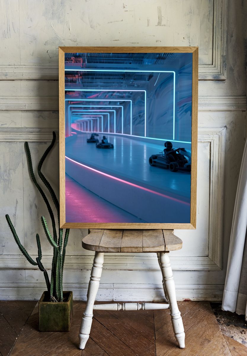 Neon Go-Kart Tunnel Poster. room preview