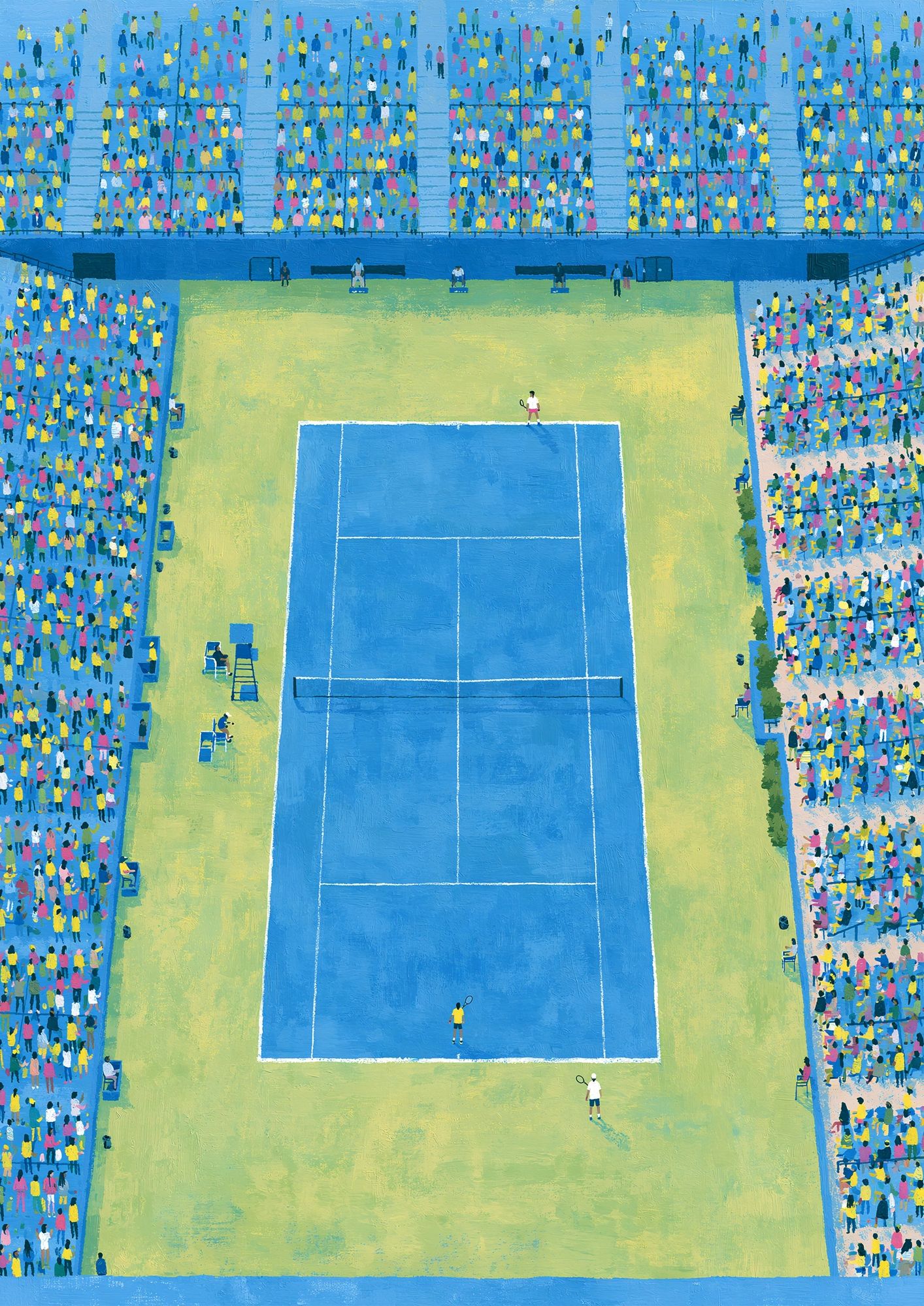 Tennis Stadium Crowd Illustration Poster. poster detail