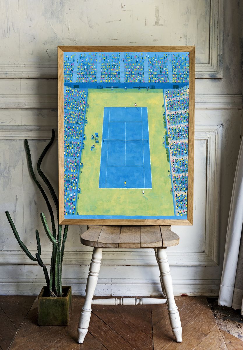 Tennis Stadium Crowd Illustration Poster. — room view 1