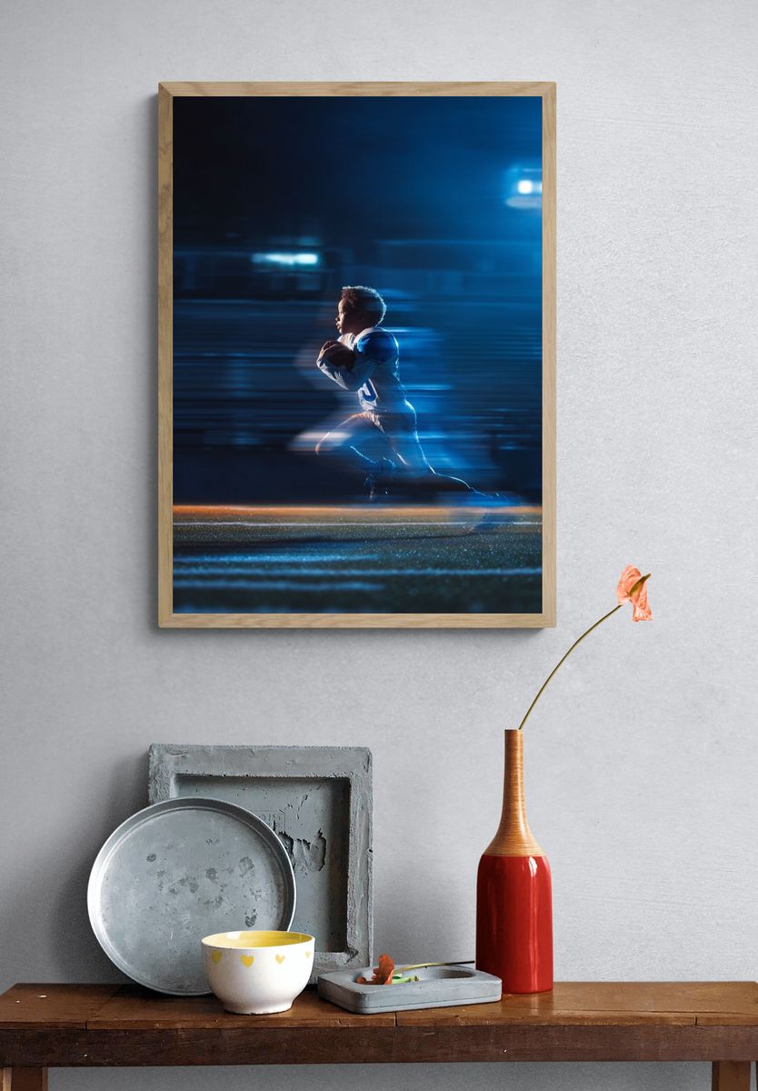 Youth Football Player — Sports Photography Print. — room view 3
