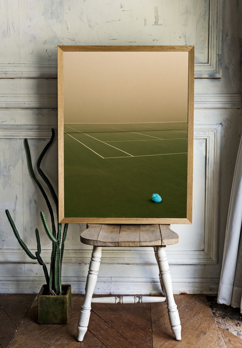 Foggy Tennis Court Photography Poster. — room view 1