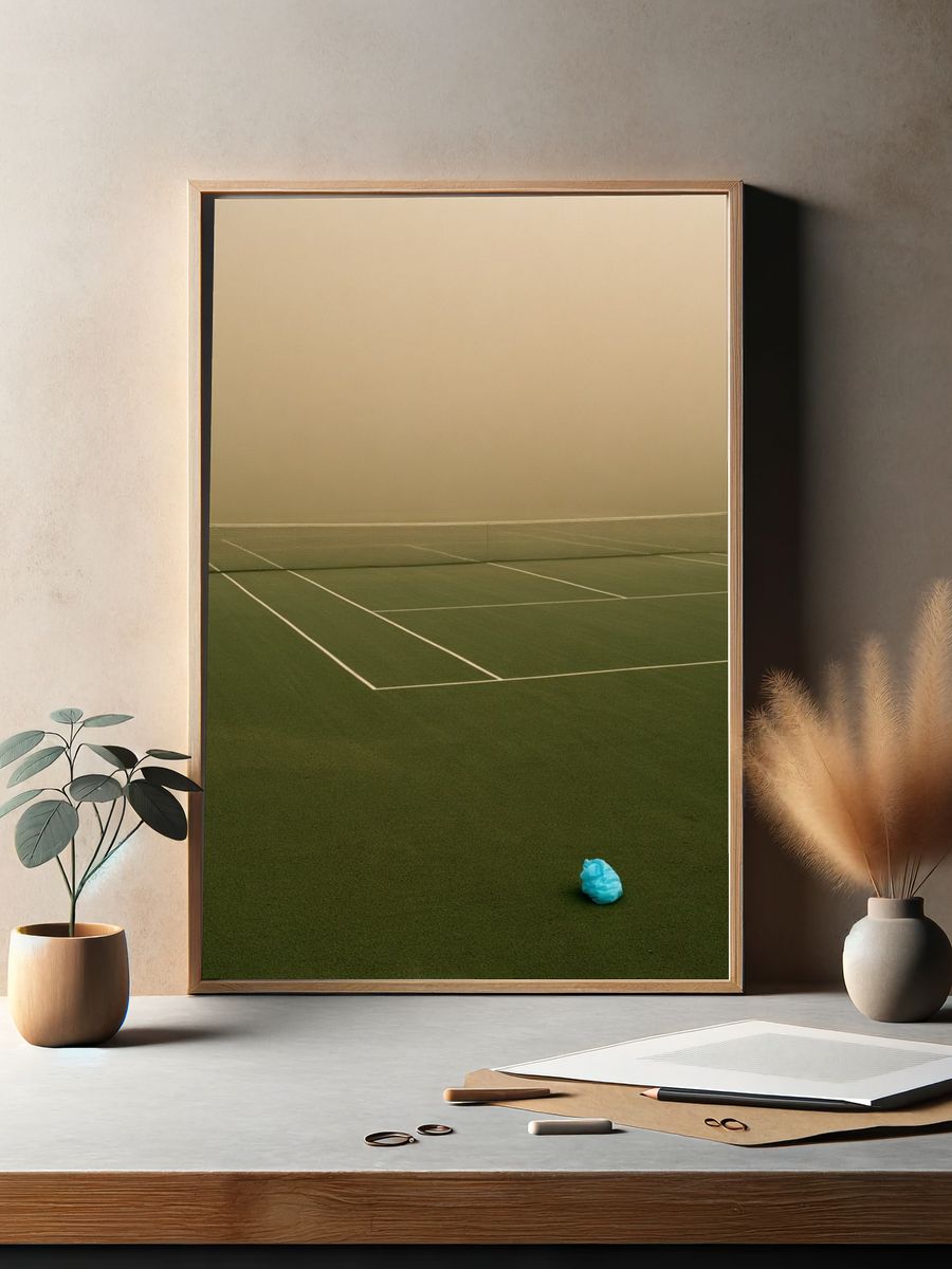 Foggy Tennis Court Photography Poster. — room view 2