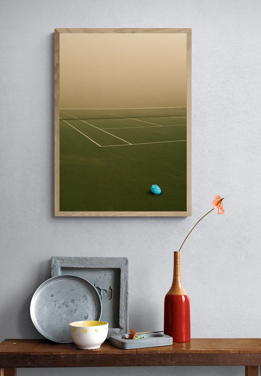 Foggy Tennis Court Photography Poster. — room view 3