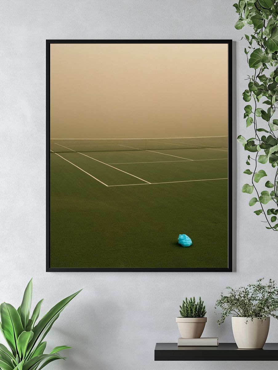 Foggy Tennis Court Photography Poster. — room view 4