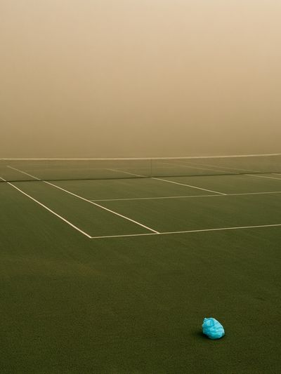 Foggy Tennis Court Photography Poster. poster