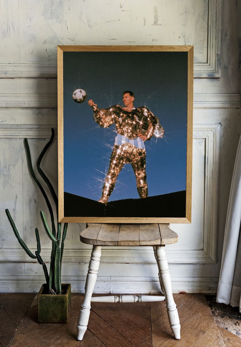 Sparkling Football Portrait Print. — room view 1